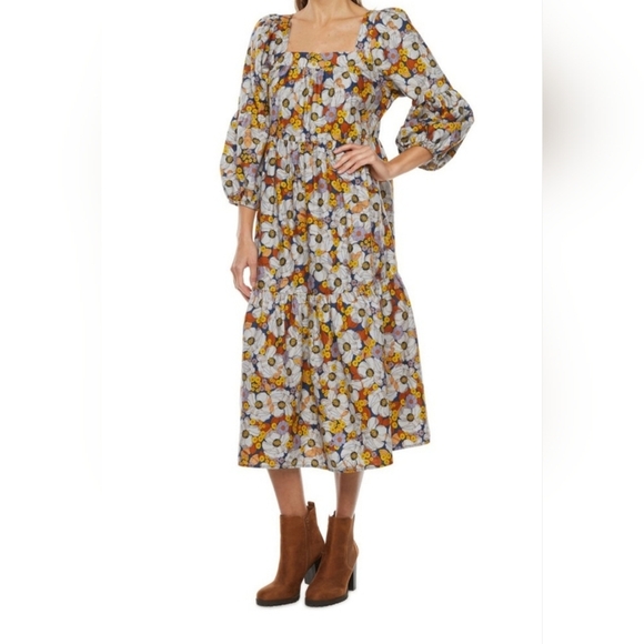 a.n.a Dresses & Skirts - A.N.A. Floral Cotton Midi Dress – Boho Retro Vibes!